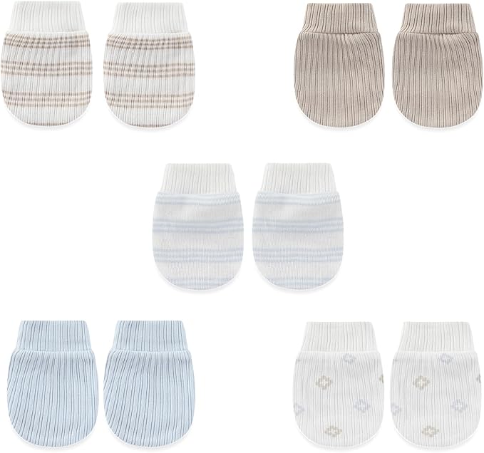 5 Pairs Baby Not Scratch Mittens 0-6 Months New Born Boy Girl Gloves Cute Infant Accessories-CubbioJoy