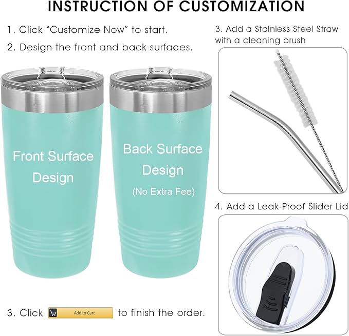 iProductsUS Personalized Tumbler for Women, 20oz Custom Insulated Stainless Steel Cup Engraved Your Name and Designs, Travel Coffee Mug with Lid, Gifts for Mom, Keep Drinks Cold and Hot (Teal)-CubbioJoy