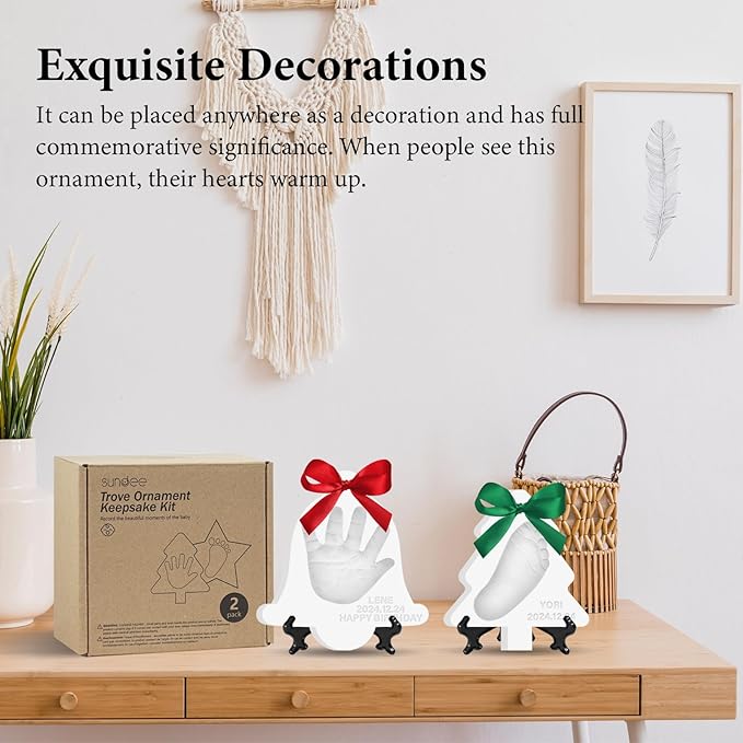 Baby Handprint Footprint Keepsake Ornament Kit, Personalized Baby Foot Printing Kit for Newborn Clay Impression Handmade DIY Imagination to Create-CubbioJoy