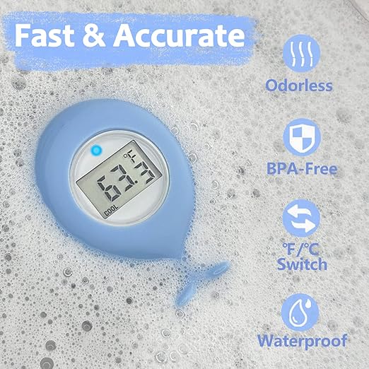 Baby Bath Tub Thermometer for Infant, Bathtub Water Temperature Room Thermometer, Safety Floating Bathing Toy, Newborn Essentials, Gifts for Moms Infant - New Upgraded Waterproof-CubbioJoy