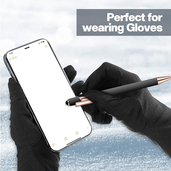 8 Pieces Ballpoint Pen with Stylus Tip Black Ink 2 in 1 Stylus Metal 1.0 mm Medium Point Smooth Pen Rainbow Colorful Rubberized Ballpoint for Touch Screen Tablet(Gray)-CubbioJoy