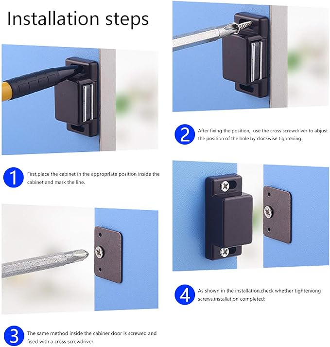 Antrader 12-Pack 10-15lbs Magnetic Cabinet Door Catch Plastic Stop Holder Closet Latch with Screws, 1.6" x 0.8" x 0.5", Brown-CubbioJoy