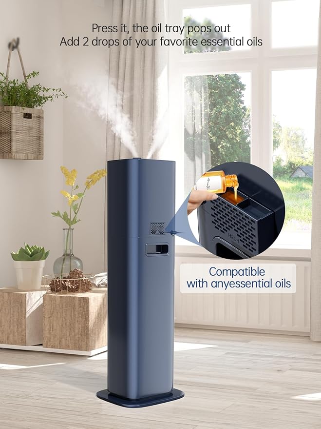 8L Smart Humidifiers for Bedroom Large Room, 2.1Gal Cool Mist Top Fill Diffuser Ambient Light, App & Remote Control, 3 Mist Modes, Quiet Humidifier for Home Office Plant (Blue)-CubbioJoy