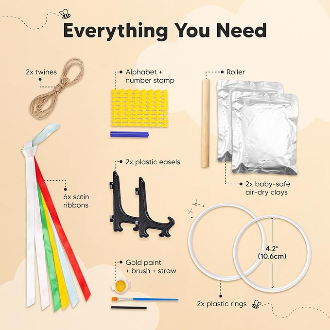 Baby Hand and Footprint Kit Girls, Boys - Personalized Baby Footprint Ornament Kit, Newborn Keepsake Gifts for New Mom, Easy to Use Handprint Makers, Cute Shower Gifts (Gold Paint, Cherish)-CubbioJoy