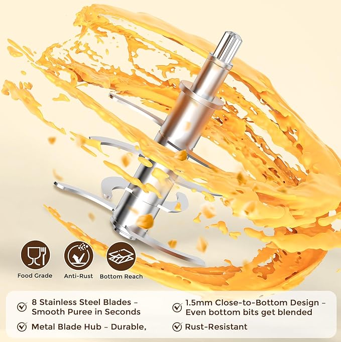 Baby Food Processor – Puree Blender with Glass Bowl, Stainless Steel Blades, BPA-Free, One-Touch Control, Easy to Clean, Quiet Operation, Ideal for New Parents, 10oz-CubbioJoy