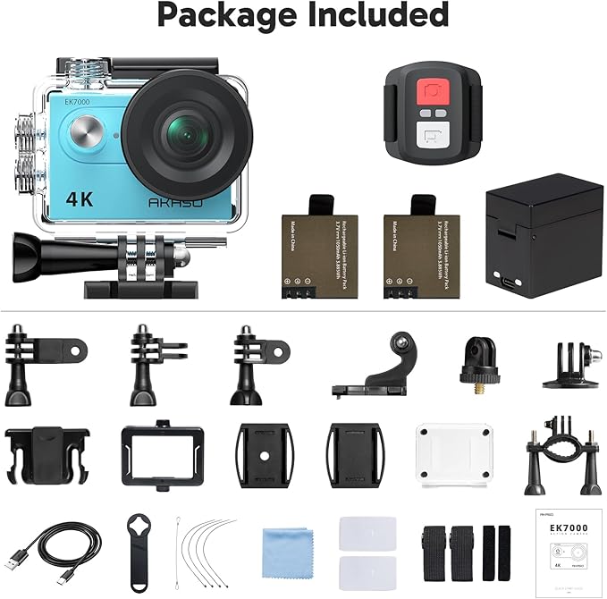AKASO EK7000 4K30FPS 20MP WiFi Action Camera with EIS Ultra HD 131FT Waterproof Underwater Camera Remote Control 4X Zoom Support External Microphone-CubbioJoy
