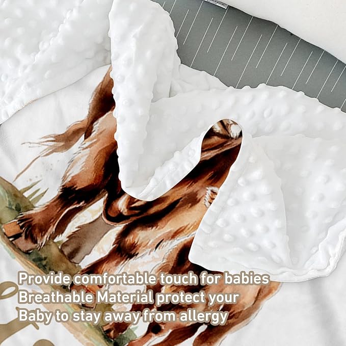 Custom Name Crib Bedding Set - Highland Cow Theme, Personalized Yellow Floral Nursery Bedding 3-Piece Set– Soft Blanket, Fitted Sheet, Changing Pad Cover – for Newborns Girls Nursery Gifts-CubbioJoy