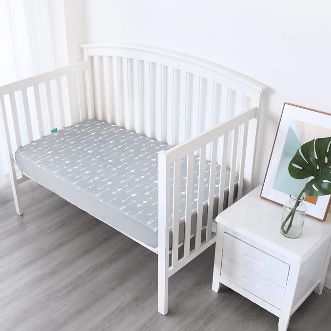 Crib Sheets for Boys and Girls Fitted 4 Pack - Breathable, Soft Microfiber Baby Sheets in Grey, Navy and White-CubbioJoy