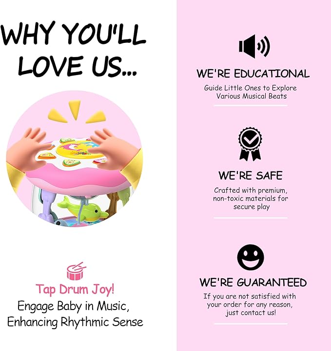 Baby Girl Toys 12 Months, Musical Rotating Light Up Infant Toys Tummy Time for Infant 12-18 Months, Crawling Learning Toys Birthday Gifts for Baby 1 2 3 Years Old-CubbioJoy