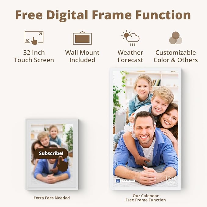 32" Digital Calendar Chore Chart – 1080P Full HD Interactive Touchscreen, Smart Family Planner, Hearth Display Digital Wall & Desk Mountable for Seamless Scheduling-CubbioJoy