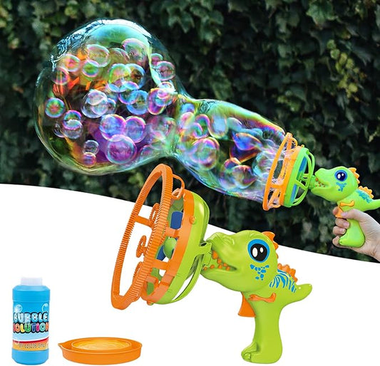 Bubble Gun Bubble Machine Dinosaur Bubble Blower Toy for Kids and Toddlers Bubble in Bubble Gun Party Favors Birthday Christmas Easter Gift for 3 4 5 6 7 8 9 Years Old Boys and Girls (Green)-CubbioJoy