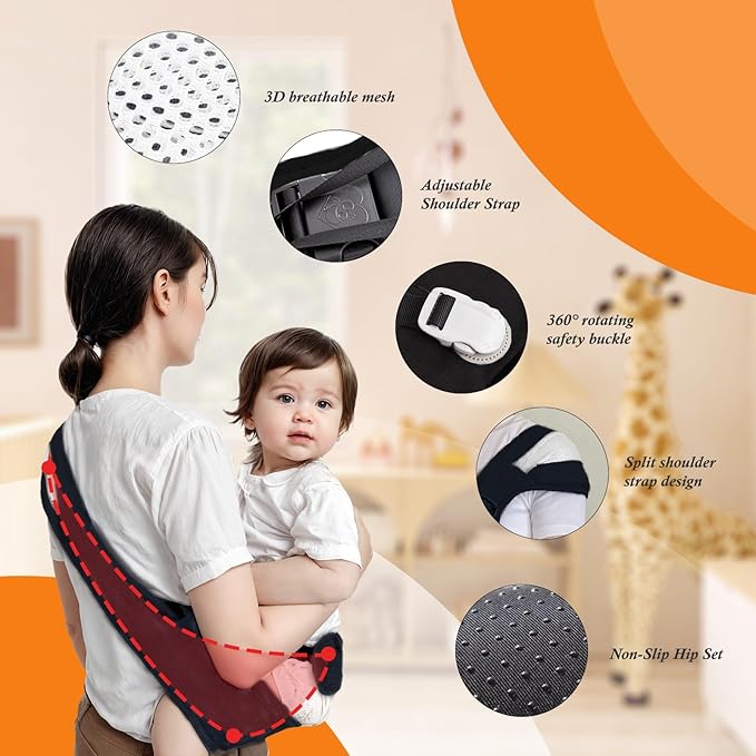 Baby Carrier Newborn to Toddler - Adjustable Sling Carrier for 25-60lbs, Comfortable Hands-Free Carrying (Black)-CubbioJoy