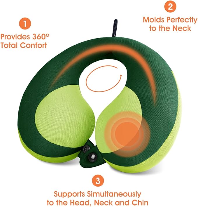 INFANZIA Kids Chin Supporting Travel Neck Pillow, Helps Support Head and Neck, Comfortably Designed for Head, Neck, and Chin Support - Gifts for Toddler/Child/Kids, Green-CubbioJoy