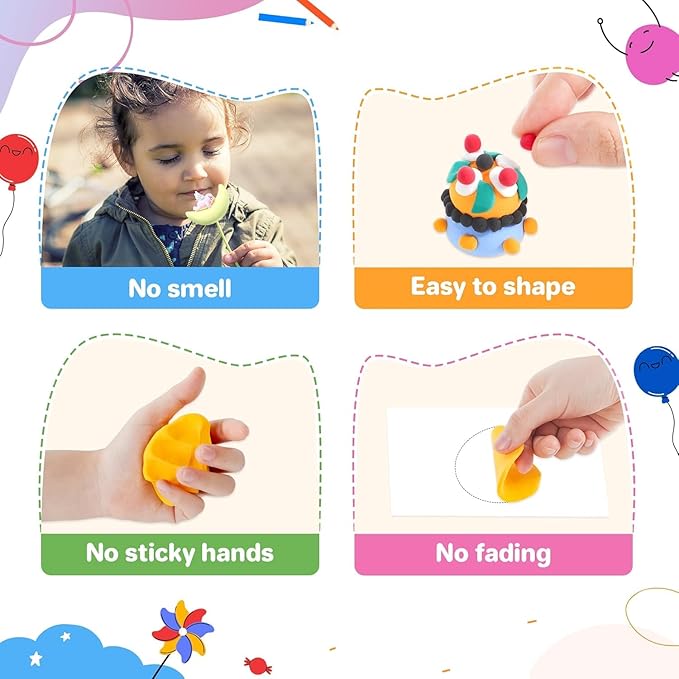 Air Dry Clay 102 Colors, Modeling Clay for Kids, Model Magic Clay, DIY Molding Clay Kit with Sculpting Tools, Soft and Non-Sticky, Arts and Crafts Gift for Boys Girls Kids-CubbioJoy