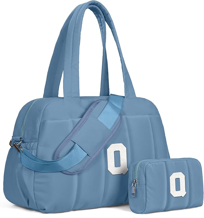 Initial Duffle Bag, Yoga Bags for Women，Overnight Bag with Wet Pocket，Lightweight Work Bags Personalized Gym Tote with Makeup Pouch-Daughter Gift from Grandma-CubbioJoy