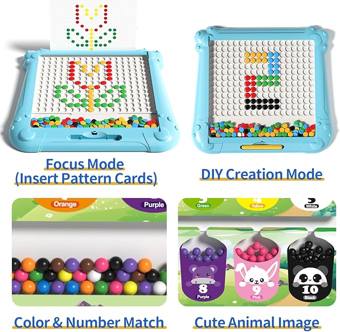 2-IN-1 Large Magnetic Drawing Board for Toddlers Kids, Magnetic Color and Number Maze, Magnetic Dot Art Board for Kids, Montessori Education Travel Toys for Boys Girls Age 3 4 5 6 7 8 Years Old-CubbioJoy