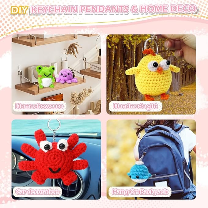 6 PCS Crochet Animal Kit –2026 DIY Amigurumi Crochet Kit for Beginners, Knitting Crochet Kit For Kids Adults , Knitting Kit with detailed videos tutorials, Yarn, Hook, Best Gift For Crochet Lovers-CubbioJoy