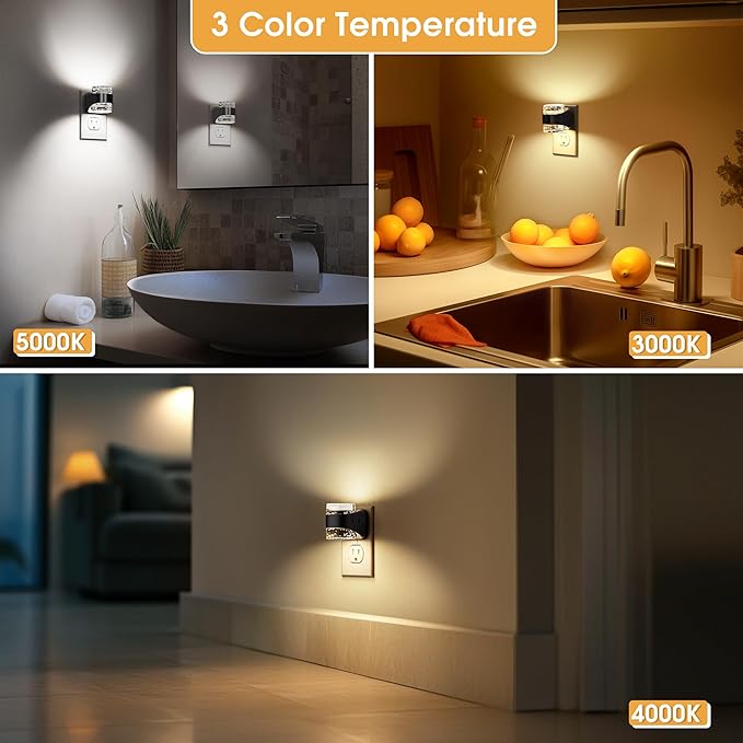Briignite LED Night Light Plug into Wall[2 Pack] Dimmable Night Light with Bubble Design 3000K/4000K/5000K & 3 Brightness Levels for Baby Nursery, Hallway, Bathroom, Kids Room, 3CCT-CubbioJoy