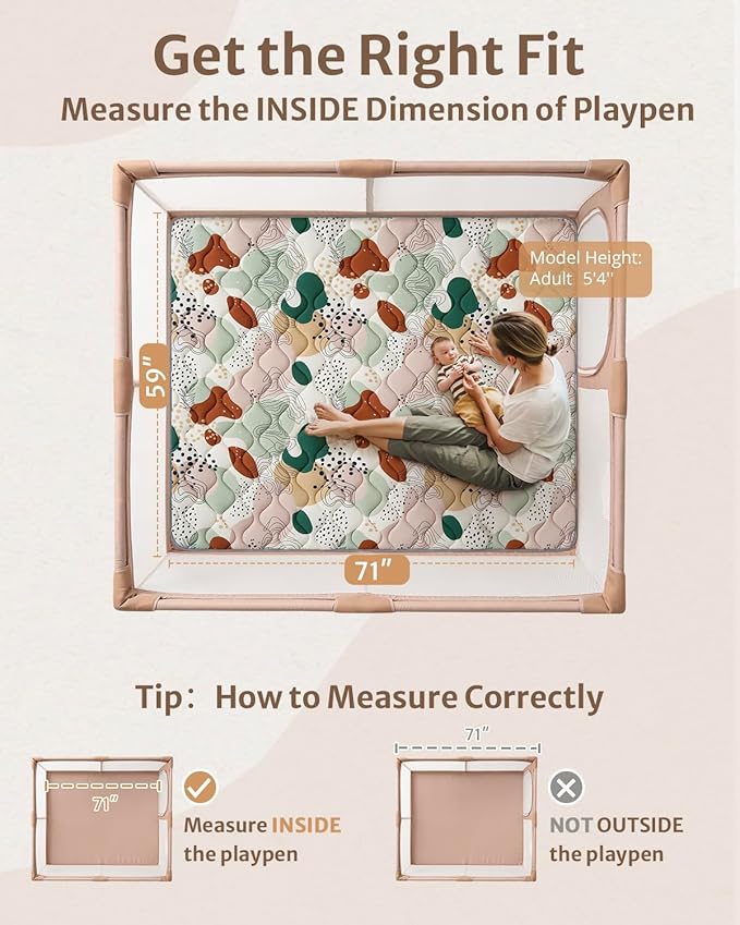 Blissful Diary Baby Play Mats for Floor, 71x59 Inch Thicker Foam Playmats for Babies and Toddlers, Soft Cushioning Baby Crawling Mat, Modern Abstract-CubbioJoy