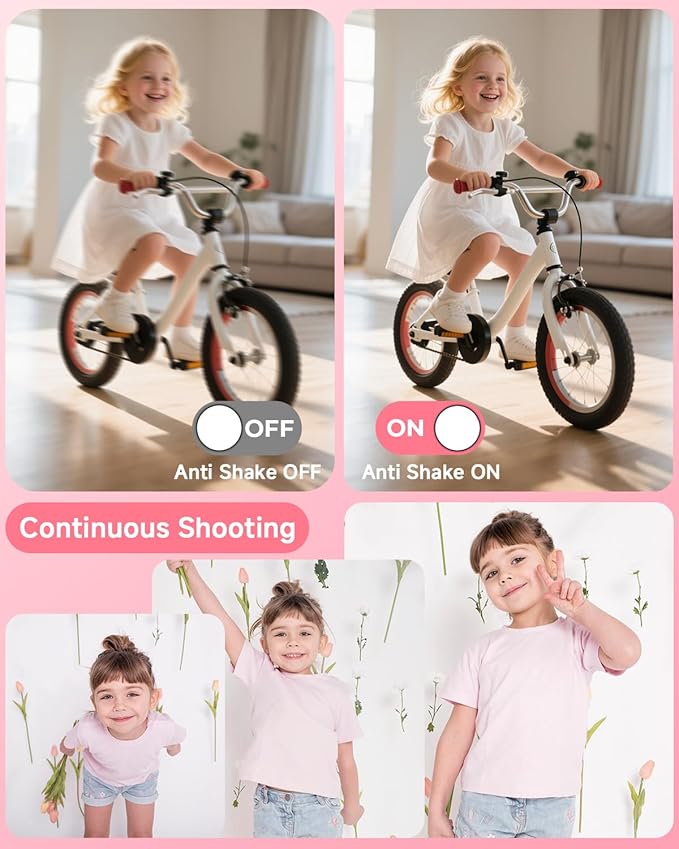 Digital Camera, 44MP FHD 1080P, 16X Zoom, 32GB SD Card, Compact Camera for Kids Teens Adults, Pink-CubbioJoy