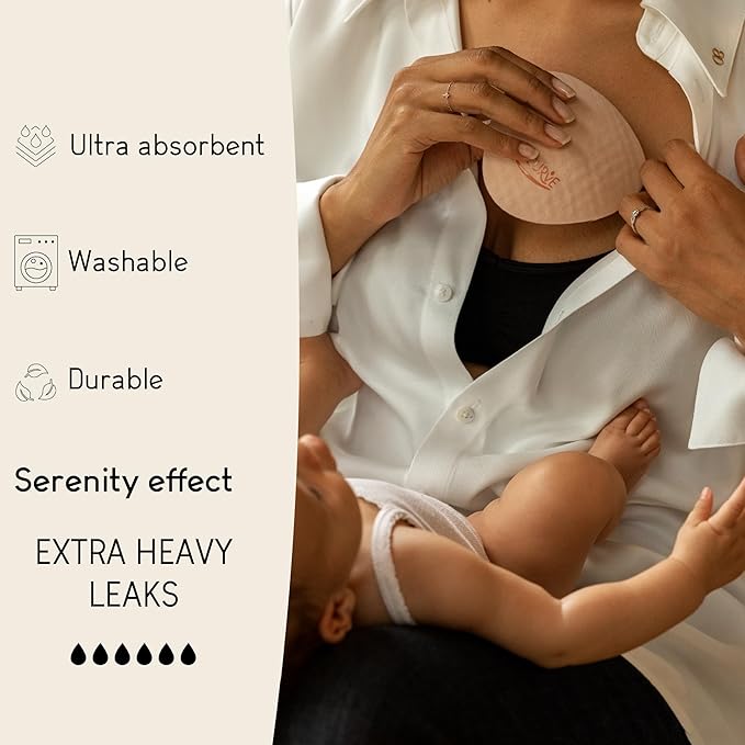 Curve by Cache Coeur Essential Plus Night Nursing Pads – 4-Pack Reusable Ultra-Absorbent Breastfeeding Pads – Leakproof & Washable – Heavy Flow Protection – Oeko-TEX Certified-CubbioJoy