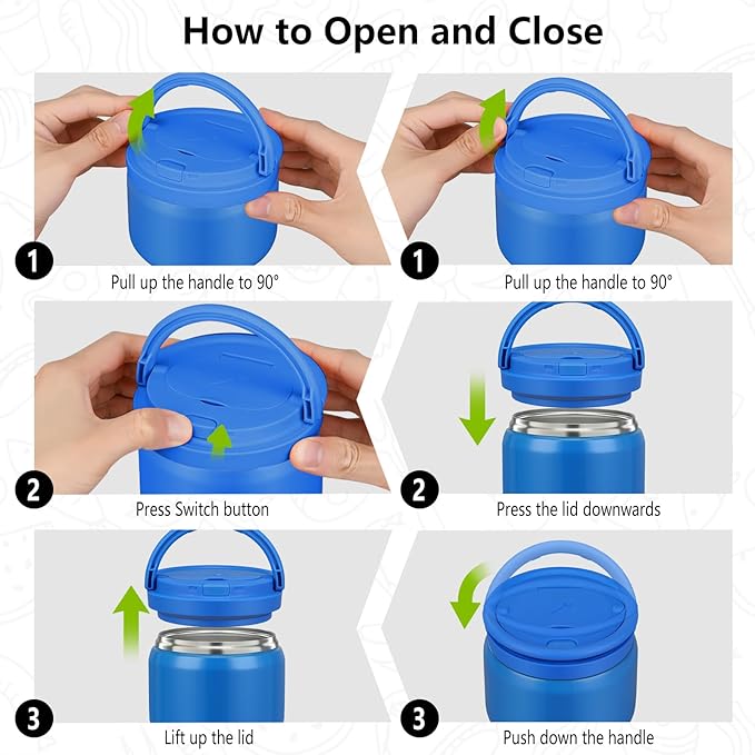 14oz Thermo Food Jar for Kids,Insulated Vacuum Food Jar for Hot & Cold Leak Proof Lunch Container Stainless Steel Wide Mouth Soup for School Travel-CubbioJoy