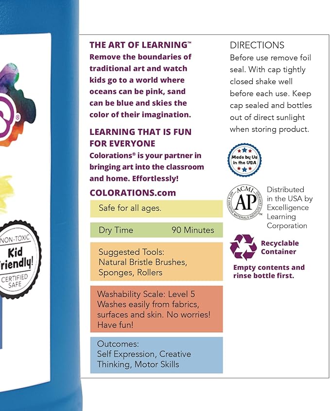 Colorations Paraben-Free Washable Tempera Paint for Kids - 1 Gallon Value Size. Vibrant Magenta, Non-Toxic and Made in The USA-CubbioJoy