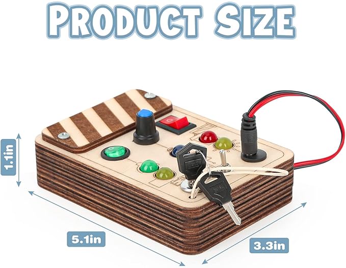 Joyreal Wooden Montessori Busy Board, Toddler Sensory Toys, LED Light Switch, Travel Toys for 2+ Year Old Boy-CubbioJoy