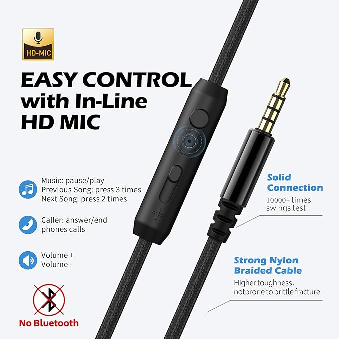 AILIHEN C8 Headphones Wired, On-Ear Kids Headphones with Microphone and Volume Control Foldable Corded Stereo 3.5mm Headset for School Teens Smartphones Chromebook Laptop Tablets Travel (Black Blue)-CubbioJoy