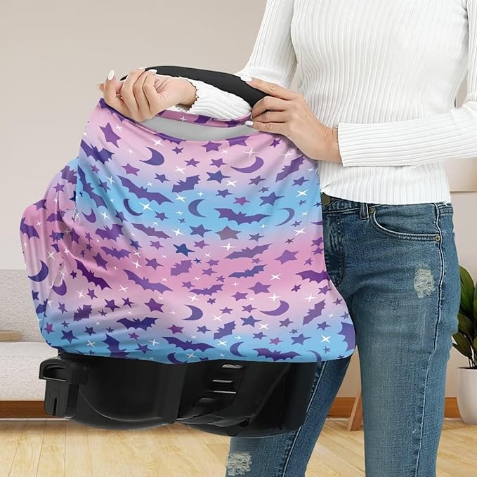 Binienty Halloween Bats Car Seat Cover Canopies for Baby Multi Use Cover Nusring Covers Stretchy Infants Stroller Cover/High Chair/Breastfeeding Cover-CubbioJoy