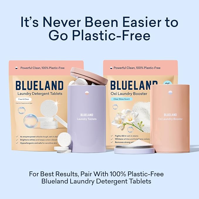 BLUELAND Oxi Laundry Booster Powder Refill 2-Pack, Clear Skies Scent, 50 Loads, 35.2 oz, Plastic-Free, Eco Friendly, Oxy Cleaner, Stain Remover-CubbioJoy