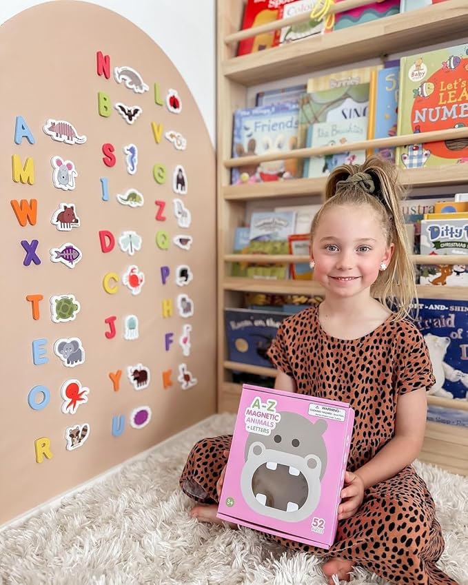 Curious Columbus Toddler Magnets – Animal Fridge Magnets for Kids | 52 Refrigerator Magnets with 26 Animals + 26 ABC Magnetic Letters | Foam Alphabet Learning Set for Toddlers-CubbioJoy