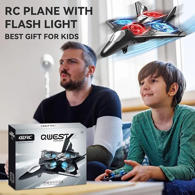 4DRC V31 Foam RC Planes Remote Control Airplanes for Kids Adults 4-7 8-16, Remote Control Planes Fighter Jet with Light, 360° Flip Fighter Jet Toy, Gravity Sensing, Stunt Roll, Gifts for Kids Boys-CubbioJoy