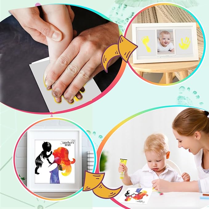 75ml Yellow Baby Hand and Footprint Ink Kit, Baby Handprint Footprint Paint for Newborn Keepsake, Dog Cat Paw Print Kit, Washable, Non Toxic Acid-Free, Safe Gentle for Ideal New Mom Gifts-CubbioJoy