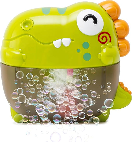 Bath Bubble Machine - Bubble Bath Maker with Lights & Music - Baby Bath Toys Bubble Maker for Bathtub - Dinosaur Toys for Kids 2-4, Strong Suction BPA Free-CubbioJoy