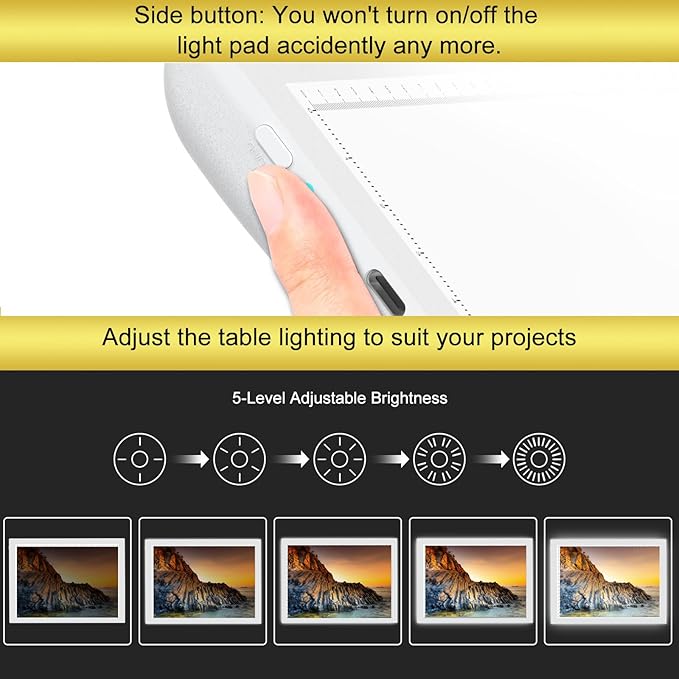 A4 Wireless Battery Powered Light Pad, TOHETO Tracing Light Box Dimmable Brightness Rechargeable LED Light Board Portable Cordless Copy Board for Artist Drawing Sketching X-ray Viewing (White)-CubbioJoy