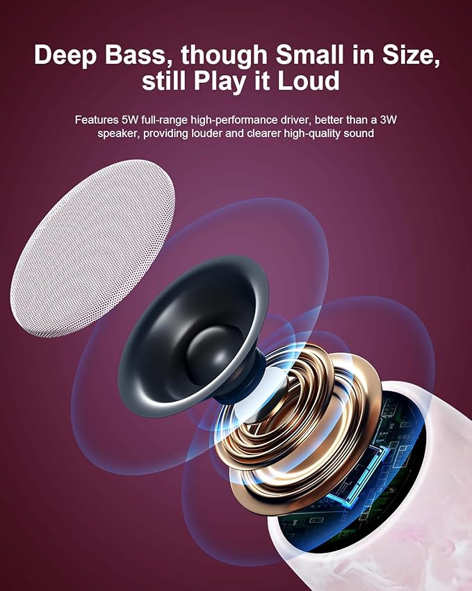 comiso Small Speaker, IPX7 Waterproof Bluetooth Speaker with Stereo Sound and Robust Bass, Mini Speakers with Hands-Free Call, Portable Speakers for Shower, Indoor & Outdoor, Gift for Men, Women-CubbioJoy