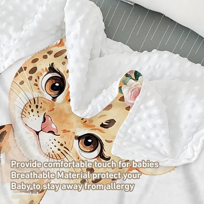 Custom Name Crib Bedding Set - Leopard Theme, Personalized Yellow Flower Nursery Bedding 3-Piece Set– Soft Blanket, Fitted Sheet, Changing Pad Cover – for Newborns Girls Nursery Gifts-CubbioJoy