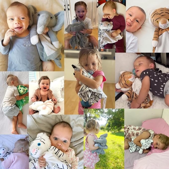 4-in-1 Sound Machine, Baby Lovey, Blanket - White Noise & Lullaby Plush Tiger - Calms & Reduces Wakeups, Helps Toddler Sleep Longer - Proven Sleep Aid -Musical BPA-Free, Machine Washable Newborn Gift-CubbioJoy