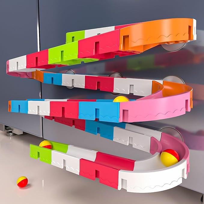 Baby Bath Toys for Toddler 1-3 3-5, Bathtub Shower Building Duck Toy, 43 PCS Slide Blocks Marble Run Toys for Kids 1 2 3 4 5 Years Old Toddler Boys and Girls-CubbioJoy