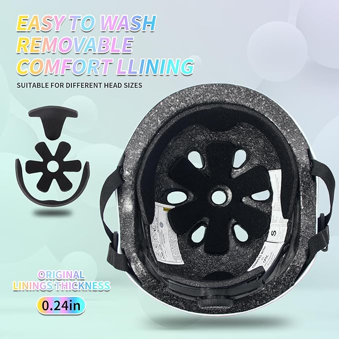 Adjustable Kids Bike Helmet with Knee & Elbow Pads Set, Color Gradient Design for Boys and Girls Aged 3-14+, for Skateboarding, Scooter, Roller & Inline Skating, Longboard-CubbioJoy