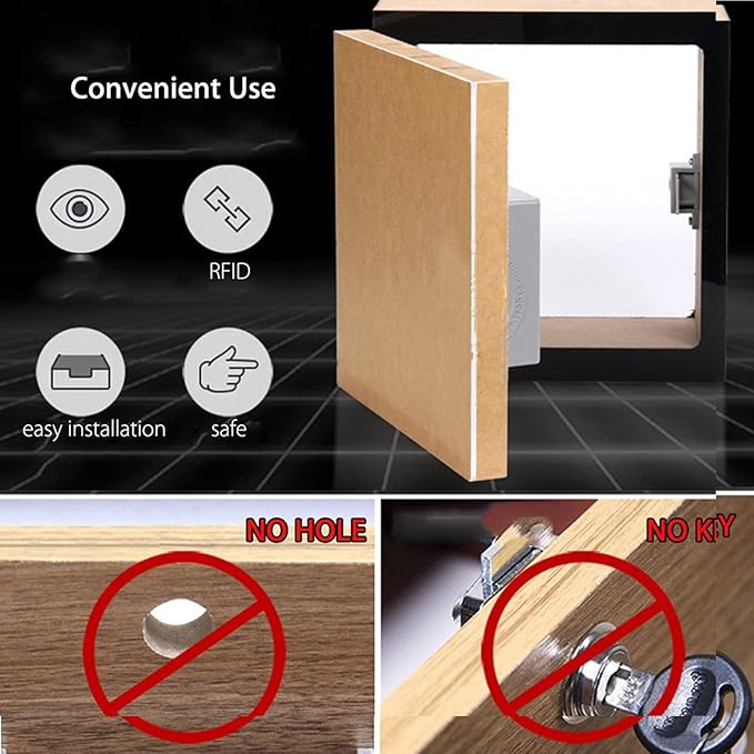 Battery IC Card Sensor Digital Cabinet Lock Drawer Lock File Cabinet Smart Lock DIY Keyless Cabinet Drawer Lock Without Perforate Hole for Drawers, Cabinet, Doors, Wardrobe-CubbioJoy