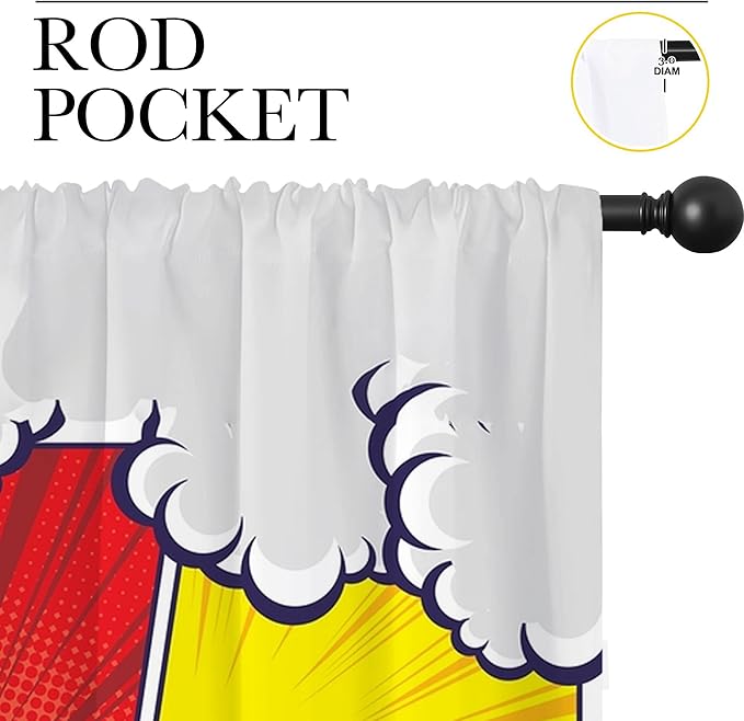 City Rod Pocket Blackout Curtains for Boy Girl Bedroom, Pop Art Style New York Cityscape Home Energy Efficient Light Filtering Window Curtain for Living Room, 42x63 inch-CubbioJoy