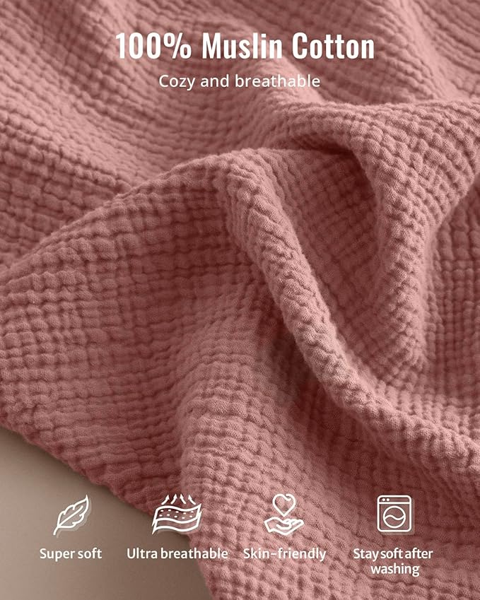 Blissful Diary Muslin Baby Changing Pad with Waterproof Lining Foam, Diaper Changing Table Pad with Cover for Dressers (Dusty Pink, Rectangular)-CubbioJoy