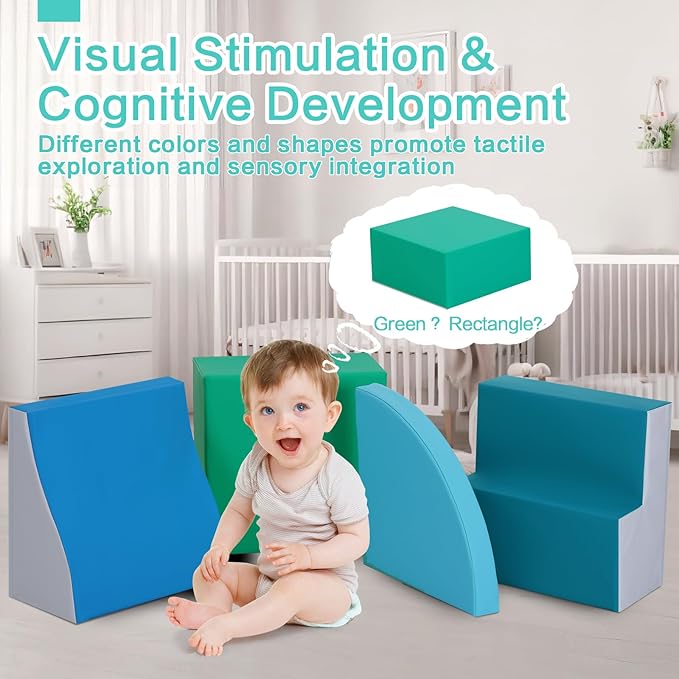 4-Pieces Climbing Toys for Toddlers: PU Leather - Soft Play Climbing for Toddlers - Foam Climbing Blocks for Crawling and Sliding Indoor Playground for Kids-CubbioJoy