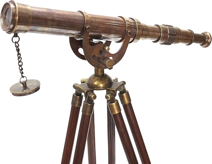 Decorative Brass Harbor Master Spyglass Telescope on Tripod – Vintage Maritime Nautical Scope for Table Office Home Decor & Collectible Navigation Gift-CubbioJoy