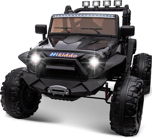 24V 9Ah Ride on Toy for Big Kids, 4WD 2 Seater Ride on Car Truck with Remote Control, 4x200W Motor - Black-CubbioJoy