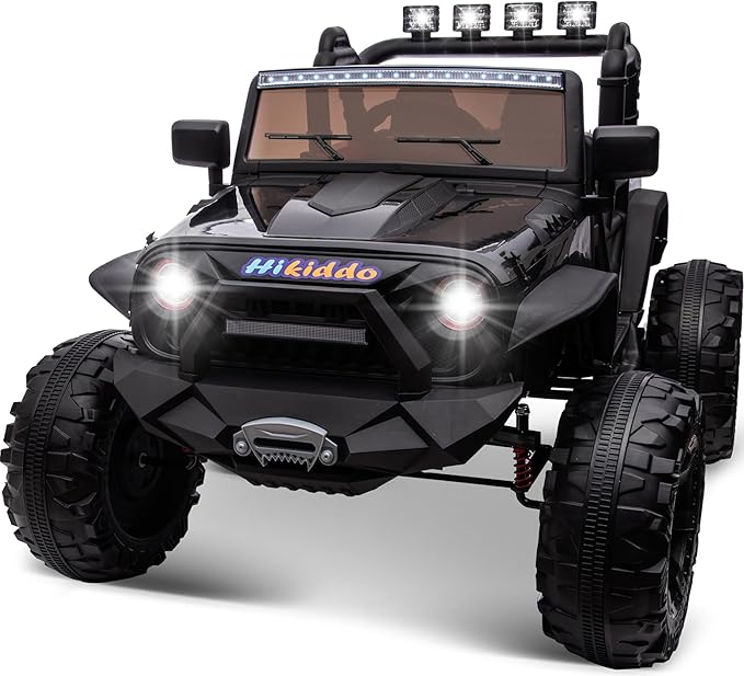 24V 9Ah Ride on Toy for Big Kids, 4x4 2 Seater Ride on Car Truck w/Remote Control, 4x200W Motors - Black Warrior-CubbioJoy