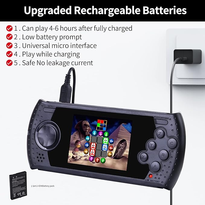 16 Bit Handheld Game for Kids Built-in 230 HD Classic Retro Video Games USB Rechargeable 3.0 Inch Childrens Travel Electronics Toys Portable Gaming Player System Gift for Boys Girls Ages 4-8-12-CubbioJoy