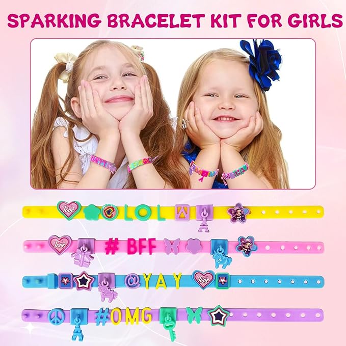 Art & Craft Kits for Kids, DIY Friendship Bracelet Making Kit for Girls, Jewelry Making with Charm & Stickers, Birthday Gifts for Ages 5-12, Toys for Ages 5, 6, 7, 8, 9, 10, 11, 12 Years Old-CubbioJoy